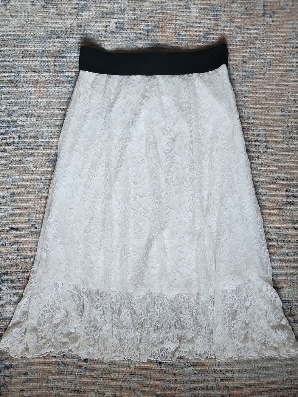 LuLaRoe Lola Skirt Floral Lace Midi White XS